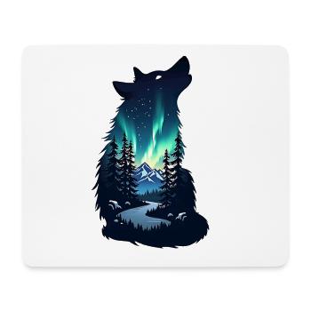 Wolfsnacht Nordlicht Silhouette - Mousepad (Querformat) - Weiß - Vorne