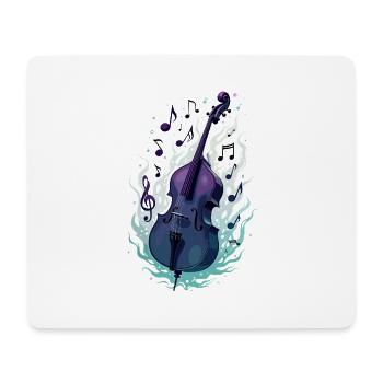 Contrebasse en flammes avec notes de musique - Tapis de souris (format paysage) - blanc - Devant