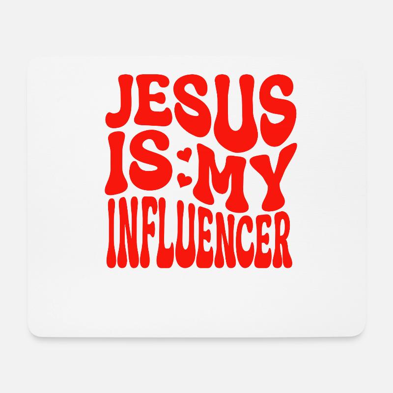 Jesus Ist mein Influencer - Christlicher Glaube - Mousepad (Querformat) - Weiß