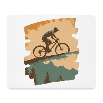 Mountainbiker Downhill Berge Radsport - Mousepad (Querformat) - Weiß - Vorne