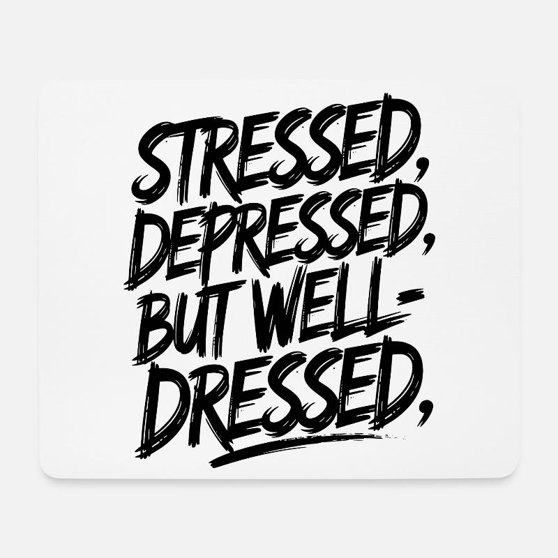 Gestresste, depressive, aber gut gekleidete Ästhetik - Mousepad (Querformat) - Weiß