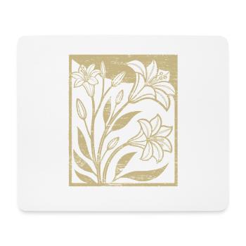 Lilien - Holzschnitt - Frühling - Sommer - Spruch - Mousepad (Querformat) - Weiß - Vorne