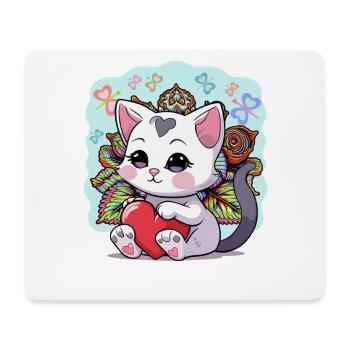Indische Katze Katzen Herz Herzen indisch Kätzchen - Mousepad (Querformat) - Weiß - Vorne