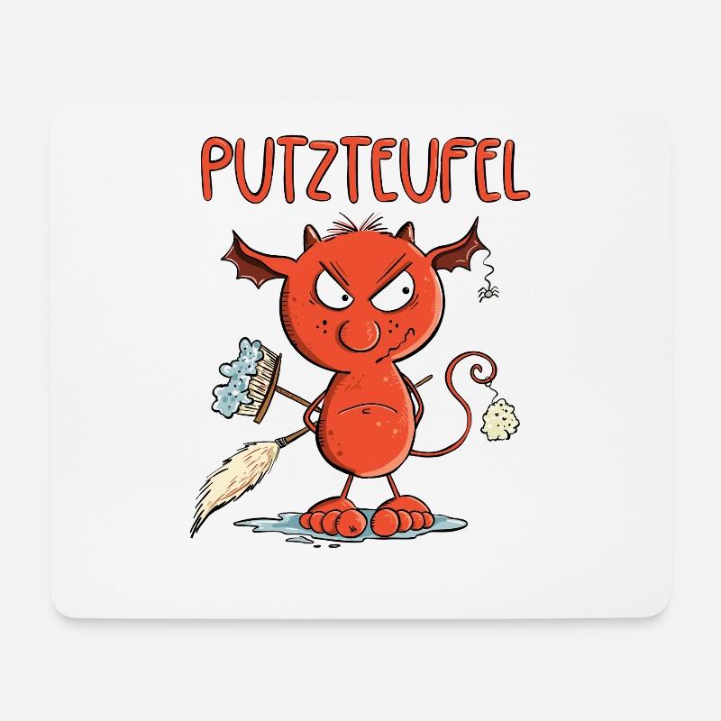 Lustiger Putzteufel Putzen Reinigungskraft Hygiene - Mousepad (Querformat) - Weiß