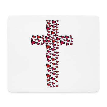Coeur Coeurs Croix Croix Crucifix - Tapis de souris (format paysage) - blanc - Devant