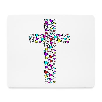Croix Croix Jésus Cœur Cœur Crucifix - Tapis de souris (format paysage) - blanc - Devant