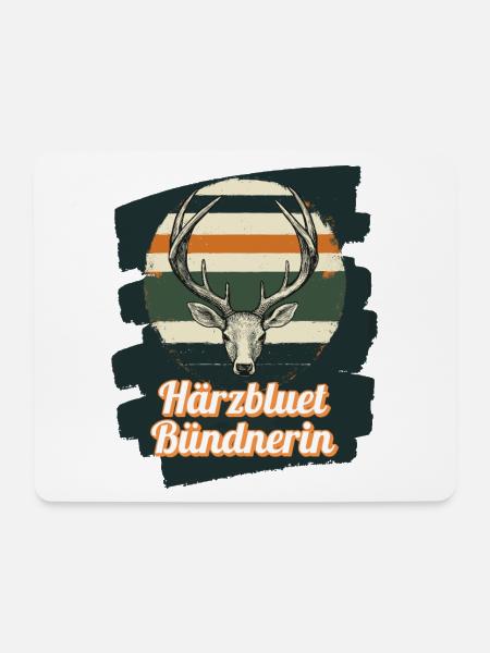 Härzbluetbündnerin Bündnerin Graubünden Schweiz - Mousepad (Querformat) - Weiß