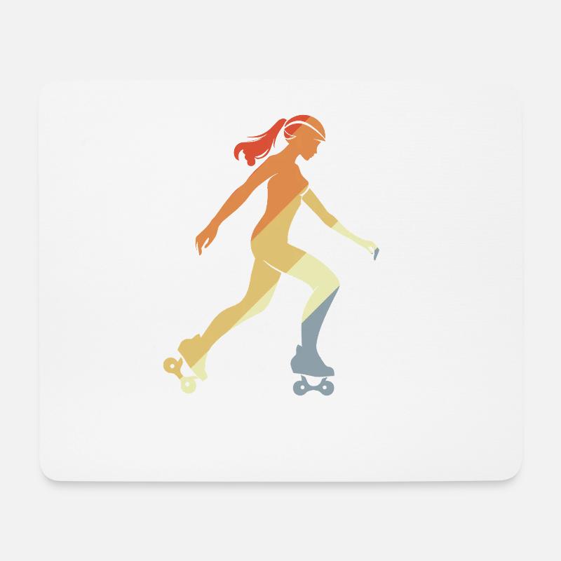 Vintage Roller Skating Girl Grafik - Mousepad (Querformat) - Weiß