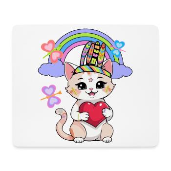 Chat Chats Enfants Enfant Bébé Coeur Coeurs - Tapis de souris (format paysage) - blanc - Devant