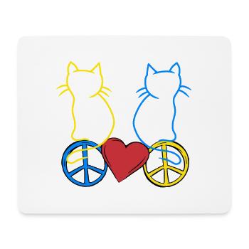 Katzen Peace Herz Frieden Ukraine Retro - Mousepad (Querformat) - Weiß - Vorne