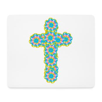 Croix Jésus Croix Fleurs - Tapis de souris (format paysage) - blanc - Devant