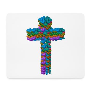 Croix Croix Coeurs Coeurs Crucifix - Tapis de souris (format paysage) - blanc - Devant