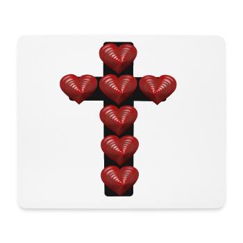 Croix Jésus Coeur Coeurs Croix Crucifix - Tapis de souris (format paysage) - blanc - Devant