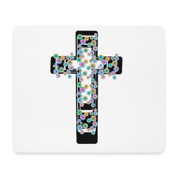 Croix Fleurs Croix Crucifix - Tapis de souris (format paysage) - blanc - Devant