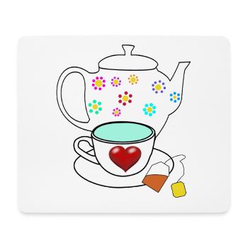 Heart Tea Teapot Valentine's Day Drinks - Mouse Pad (horizontal) - white - Front