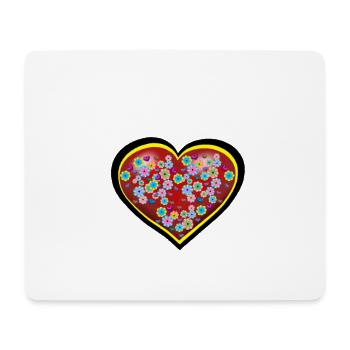 Blumen Herz Herzen Valentin Muttertag - Mousepad (Querformat) - Weiß - Vorne
