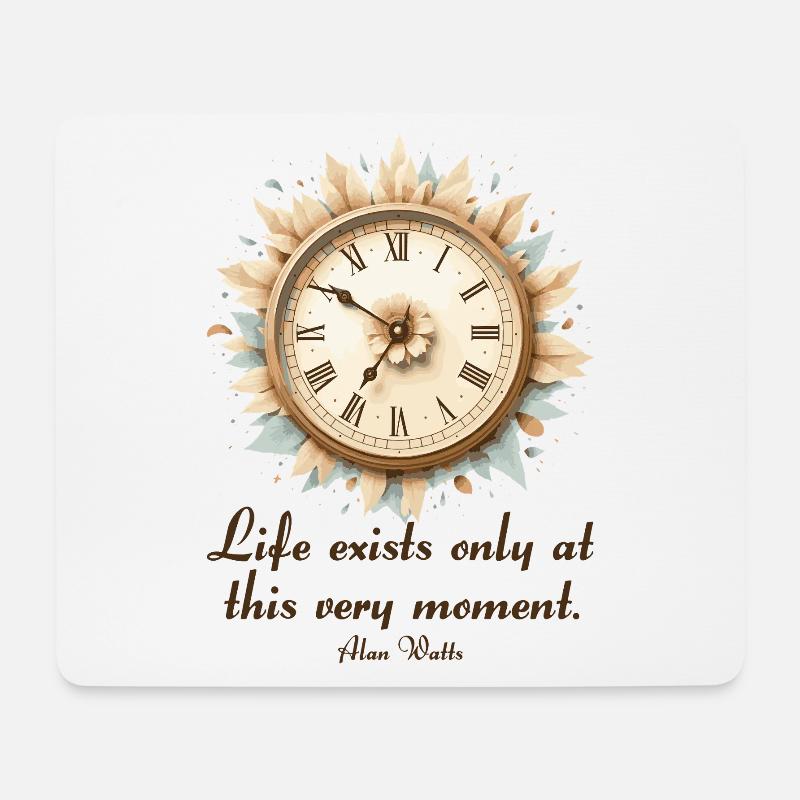 Leben im Moment Alan Watts Uhr Kunst - Mousepad (Querformat) - Weiß