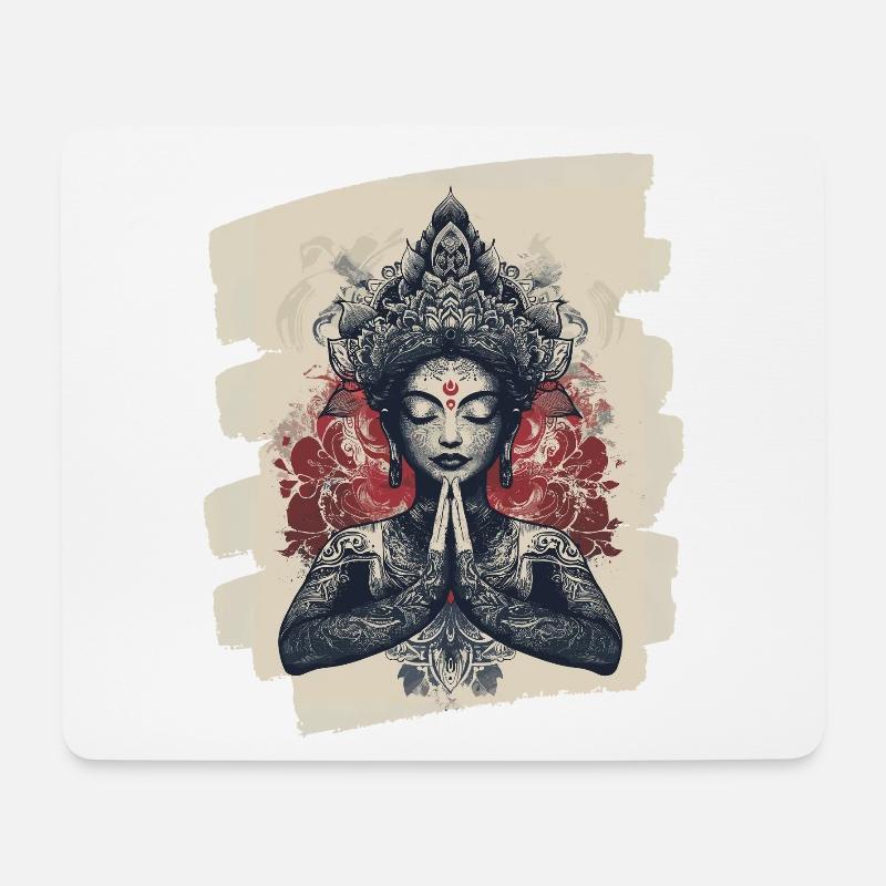 Yoga Namaste Meditation - Mousepad (Querformat) - Weiß