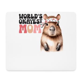 Worlds Okayest Mom Capybara Lustig Mama Mutter - Mousepad (Querformat) - Weiß - Vorne