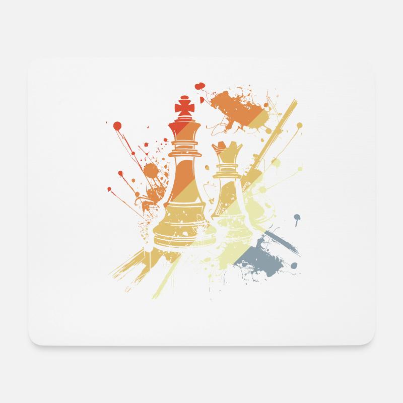 Vintage Schach Dame und König - Mousepad (Querformat) - Weiß