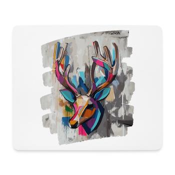 Cerf avec bois - Tapis de souris (format paysage) - blanc - Devant