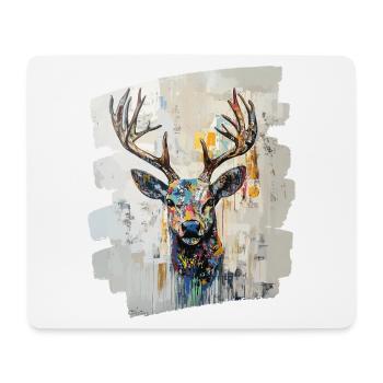 Cerf avec bois - Tapis de souris (format paysage) - blanc - Devant