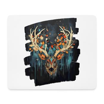 Cerf avec bois - Tapis de souris (format paysage) - blanc - Devant