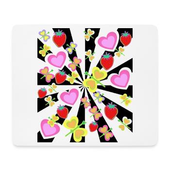Strawberry Insects Heart Butterflies Summer - Mouse Pad (horizontal) - white - Front