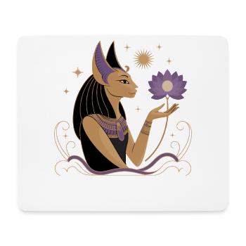 Heiterer Bastet Mit Einer Lotusblume - Mousepad (Querformat) - Weiß - Vorne