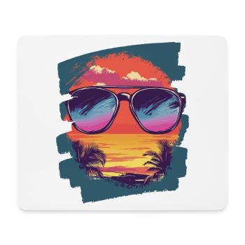 Sonnenbrille Sommer Palmen - Mousepad (Querformat) - Weiß - Vorne