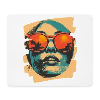 Sonnenbrille Sommer Palmen - Mousepad (Querformat) - Weiß - Vorne