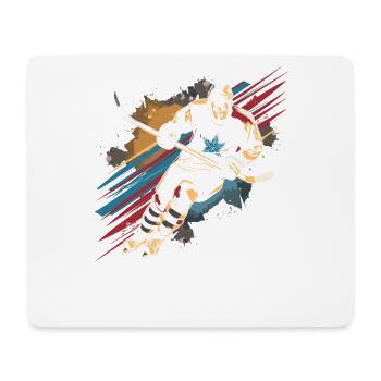 Eishockeyspieler Grafik - Mousepad (Querformat) - Weiß - Vorne
