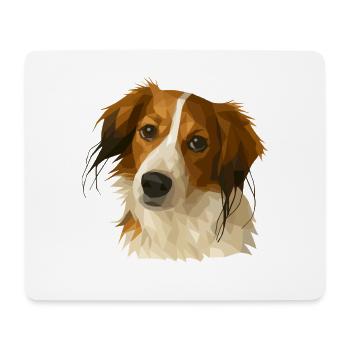 Kooikerhondje en style polygone - Tapis de souris (format paysage) - blanc - Devant