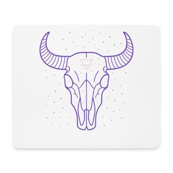 Earth Symbol Bull Skull | Mystic Minimal Art - Mouse Pad (horizontal) - white - Front