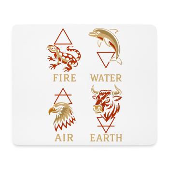 Alchemistische Tiersymbole | Kunst mit vier Elementen - Mousepad (Querformat) - Weiß - Vorne