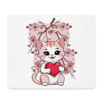 Cat Cats Kitten Heart Valentine - Mouse Pad (horizontal) - white - Front