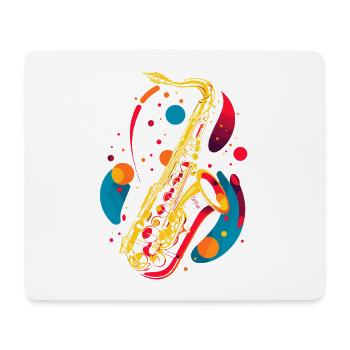 Graphisme pour saxophone - Tapis de souris (format paysage) - blanc - Devant