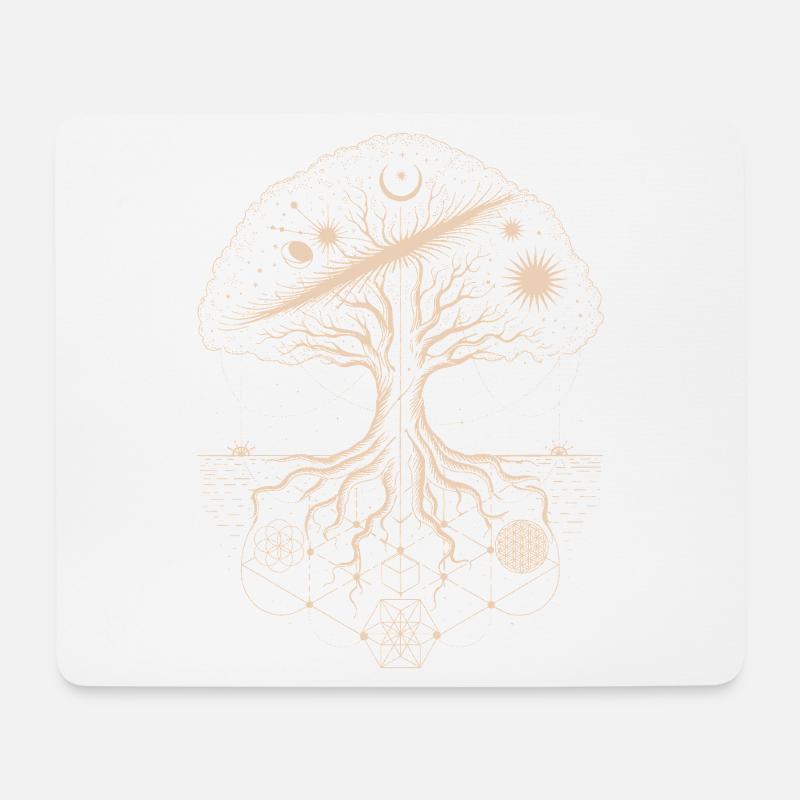 Mystical Tree of Life Geometry Art - Mouse Pad (horizontal) - white