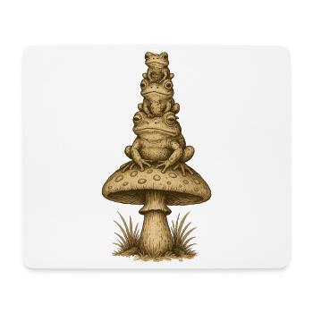 Totem de grenouille sur pile de champignons - Tapis de souris (format paysage) - blanc - Devant