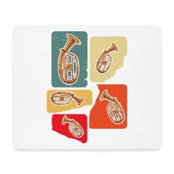 Kreatives Tenorhorn Design in Retro Farben - Mousepad (Querformat) - Weiß - Vorne