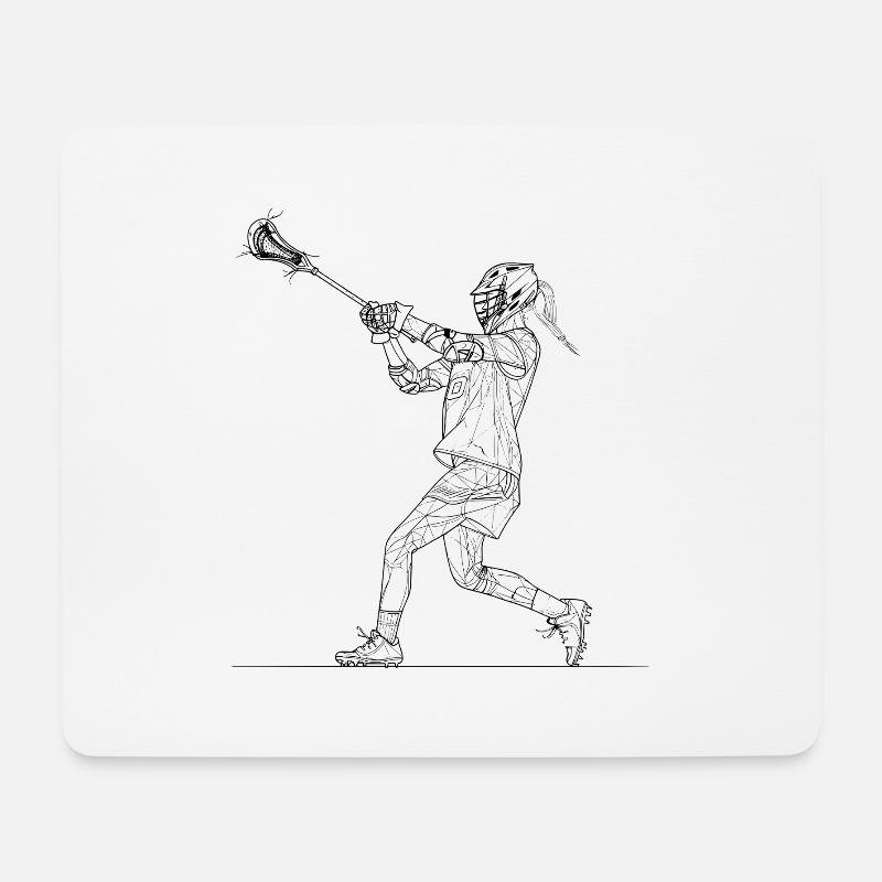 Lacrosse Spielerin Skizze - Mousepad (Querformat) - Weiß