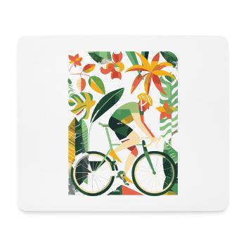Fahrradfahrer Comic Look - Mousepad (Querformat) - Weiß - Vorne