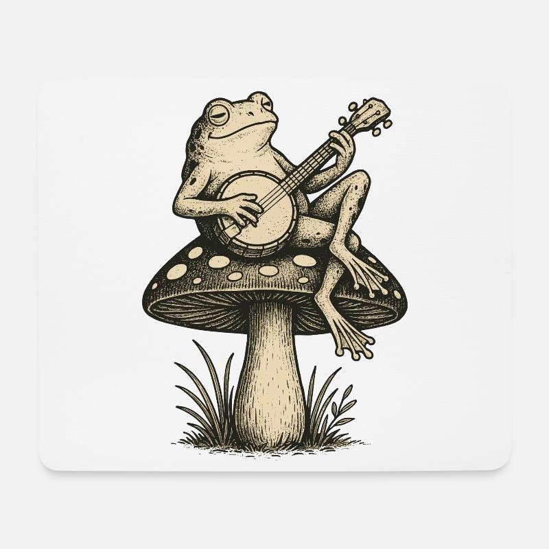 Banjo Frog auf Mushroom Vibes - Mousepad (Querformat) - Weiß