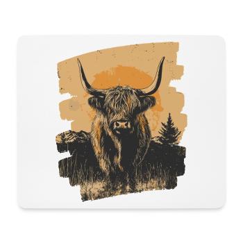 Bovins écossais des Highlands - Tapis de souris (format paysage) - blanc - Devant
