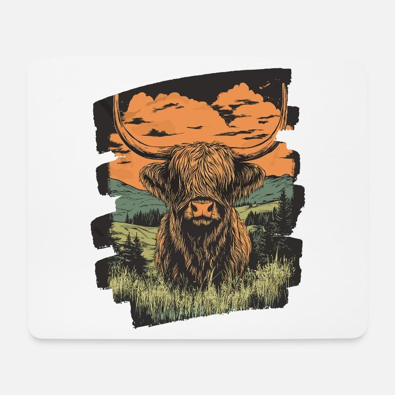 Schottisches Hochlandrind - Mousepad (Querformat) - Weiß