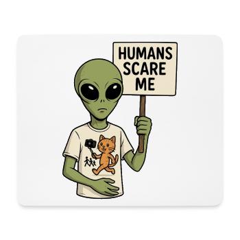 Alien Extraterrestre avec de l’humour - Les humains me font peur - Tapis de souris (format paysage) - blanc - Devant