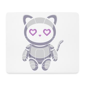 Cuddly cat robot with heart eyes - Mouse Pad (horizontal) - white - Front