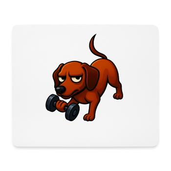 Energetischer Dackel mit Hantel Comic Motivation - Mousepad (Querformat) - Weiß - Vorne