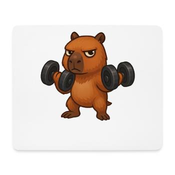 Mürrische Capybara mit Hantel Fitness Bizeps  - Mousepad (Querformat) - Weiß - Vorne