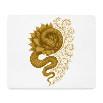 Goldene Schlange Lotus Fraktal Kunst - Mousepad (Querformat) - Weiß - Vorne
